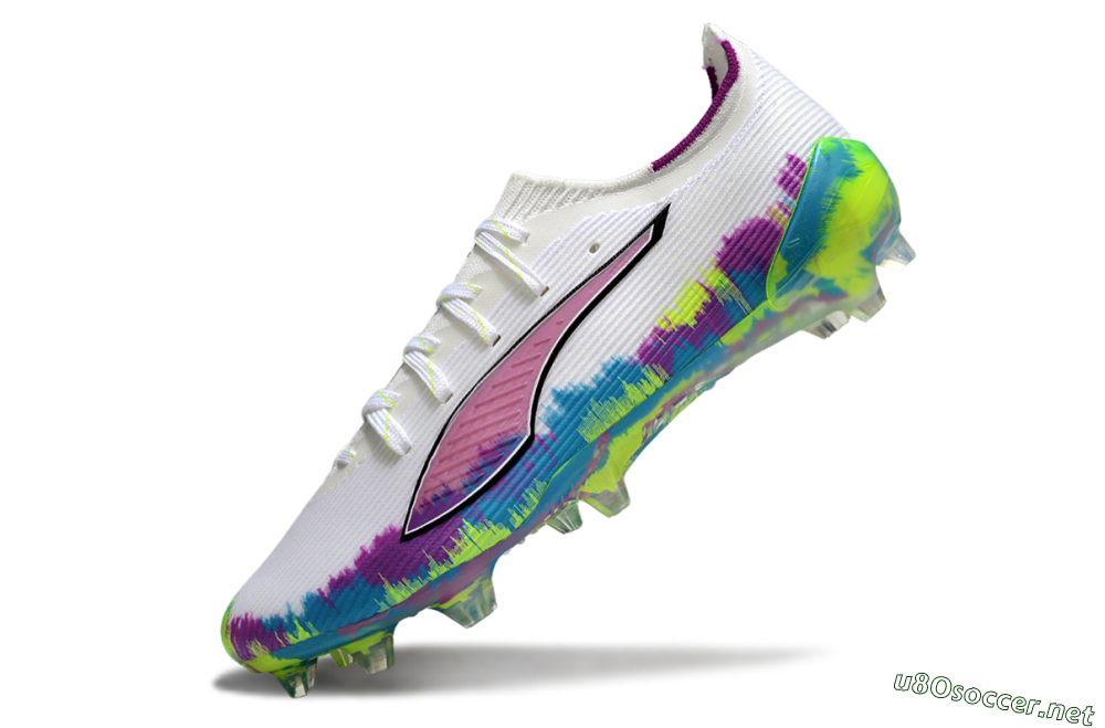 Men's Puma Ultra Ultimate FG Football Boots - White/Vibrant Purple/Cyber Yellow 5