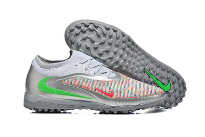 Men's Nike Phantom 6 Low Elite TF Football Shoes - Gray/Vibrant Green/Red Pop