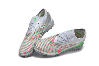 Men's Nike Phantom 6 Low Elite TF Football Shoes - Gray/Vibrant Green/Red Pop