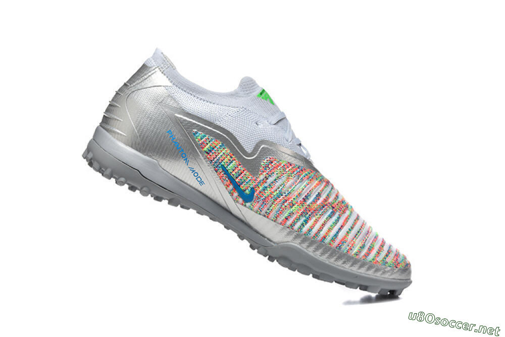 Men's Nike Phantom 6 Low Elite TF Football Shoes - Gray/Vibrant Green/Red Pop 7