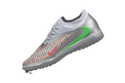 Men's Nike Phantom 6 Low Elite TF Football Shoes - Gray/Vibrant Green/Red Pop