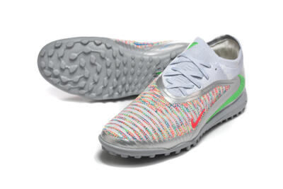 Men's Nike Phantom 6 Low Elite TF Football Shoes - Gray/Vibrant Green/Red Pop