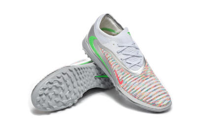 Men's Nike Phantom 6 Low Elite TF Football Shoes - Gray/Vibrant Green/Red Pop