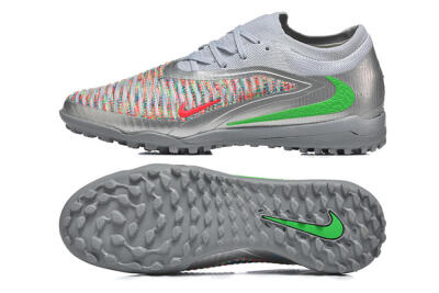 Men's Nike Phantom 6 Low Elite TF Football Shoes - Gray/Vibrant Green/Red Pop