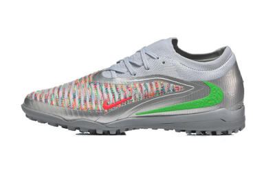 Men's Nike Phantom 6 Low Elite TF Football Shoes - Gray/Vibrant Green/Red Pop