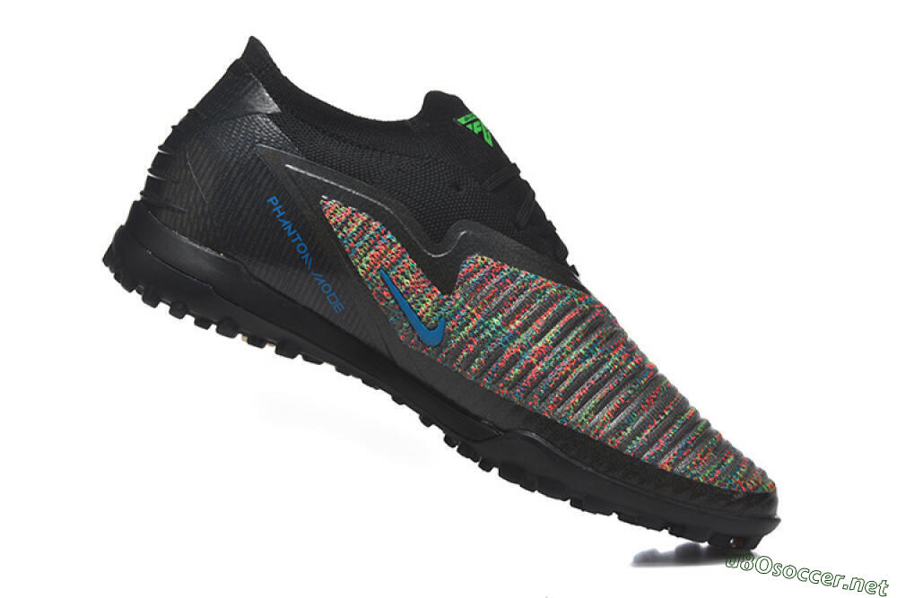 Men's Nike Phantom 6 Low Elite TF Football Shoes - Black/Vibrant Green/Hyper Red 7