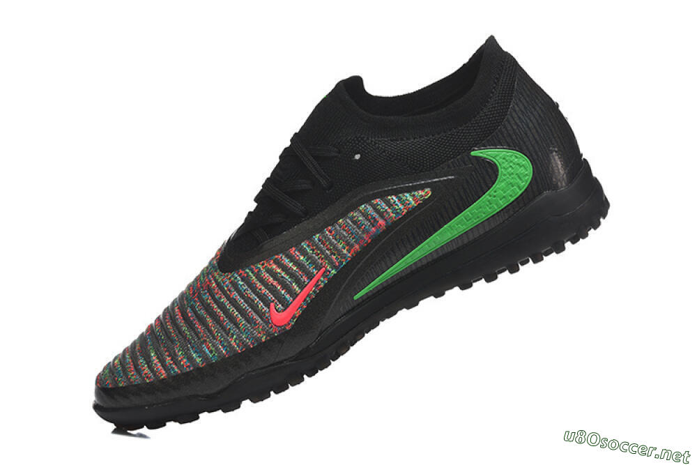 Men's Nike Phantom 6 Low Elite TF Football Shoes - Black/Vibrant Green/Hyper Red 8