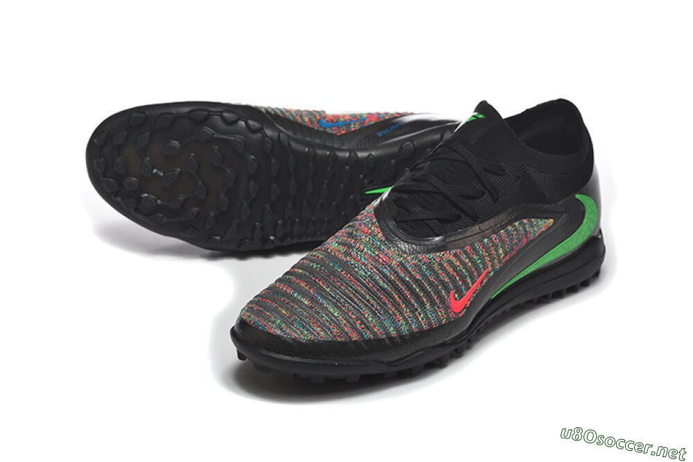 Men's Nike Phantom 6 Low Elite TF Football Shoes - Black/Vibrant Green/Hyper Red 3