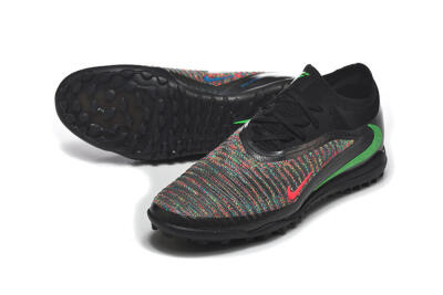 Men's Nike Phantom 6 Low Elite TF Football Shoes - Black/Vibrant Green/Hyper Red