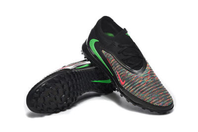 Men's Nike Phantom 6 Low Elite TF Football Shoes - Black/Vibrant Green/Hyper Red