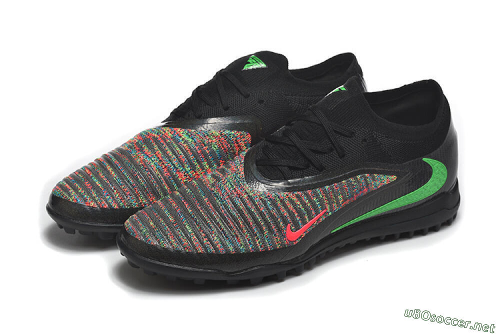 Men's Nike Phantom 6 Low Elite TF Football Shoes - Black/Vibrant Green/Hyper Red 5