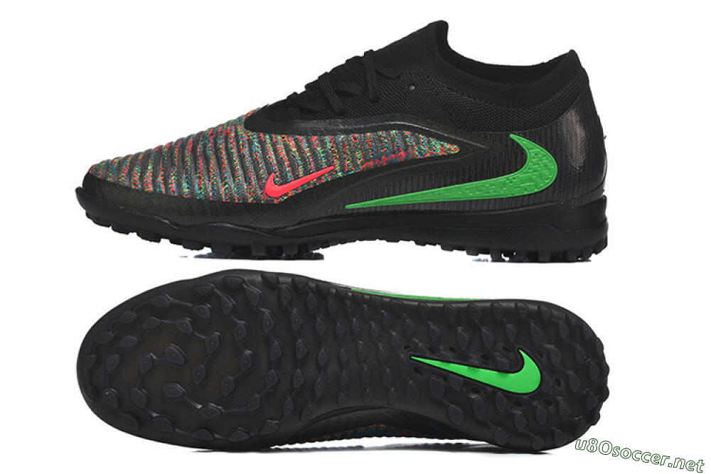 Men's Nike Phantom 6 Low Elite TF Football Shoes - Black/Vibrant Green/Hyper Red 1