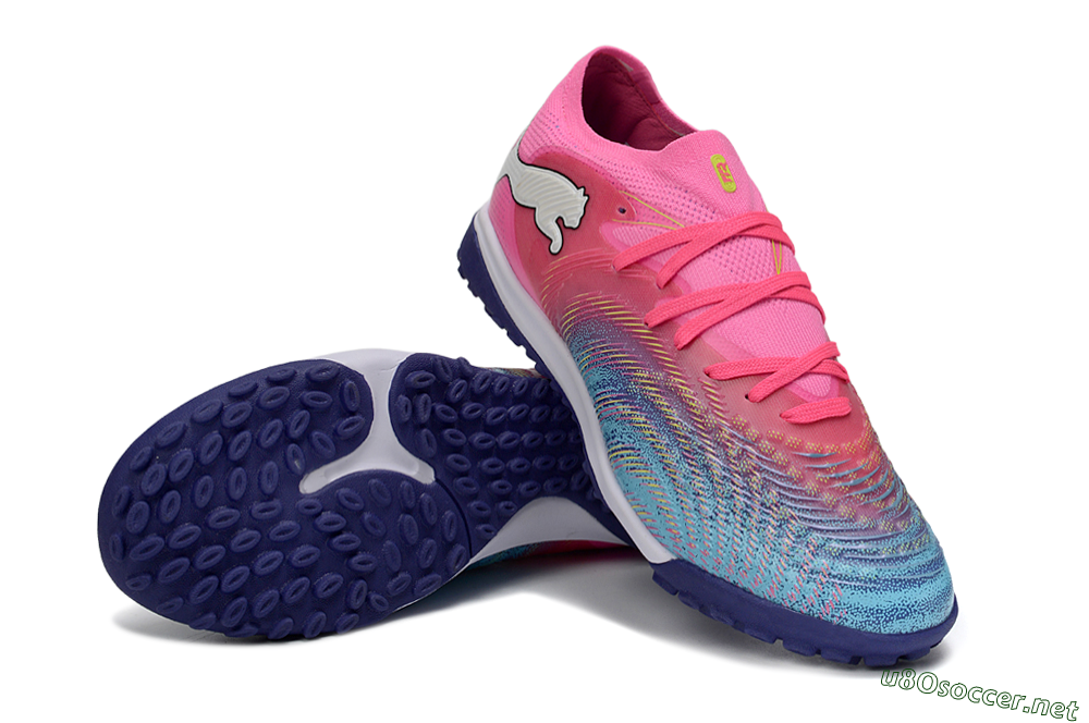 Men's Puma Future 8 Ultimate TF Football Shoes - Pink/Electric Pink/Dark Blue 3