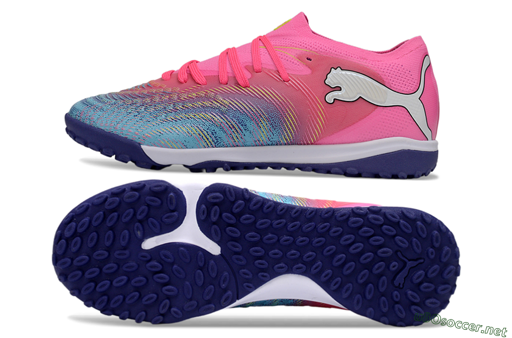 Men's Puma Future 8 Ultimate TF Football Shoes - Pink/Electric Pink/Dark Blue 1