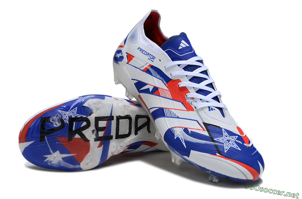 Unisex Adidas Predator 25 Elite FG Football Boots - Blue/Crimson Red/Snow White 3