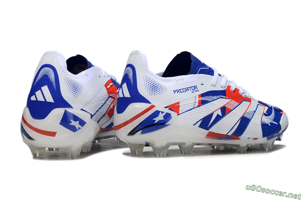 Unisex Adidas Predator 25 Elite FG Football Boots - Blue/Crimson Red/Snow White 6