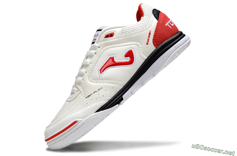 Men's Joma Top Flex IC Football Shoes - White/Vibrant Red/Black 5