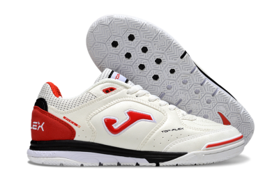 Men's Joma Top Flex IC Football Shoes - White/Vibrant Red/Black