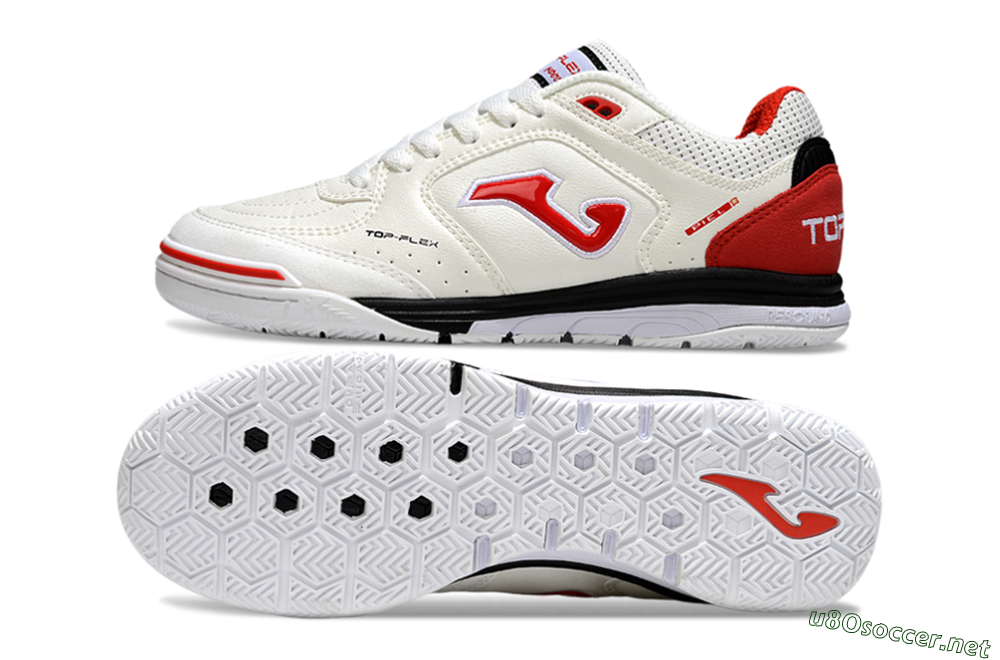 Men's Joma Top Flex IC Football Shoes - White/Vibrant Red/Black 1