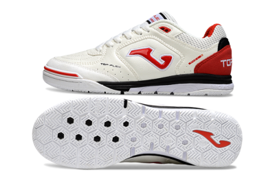 Men's Joma Top Flex IC Football Shoes - White/Vibrant Red/Black