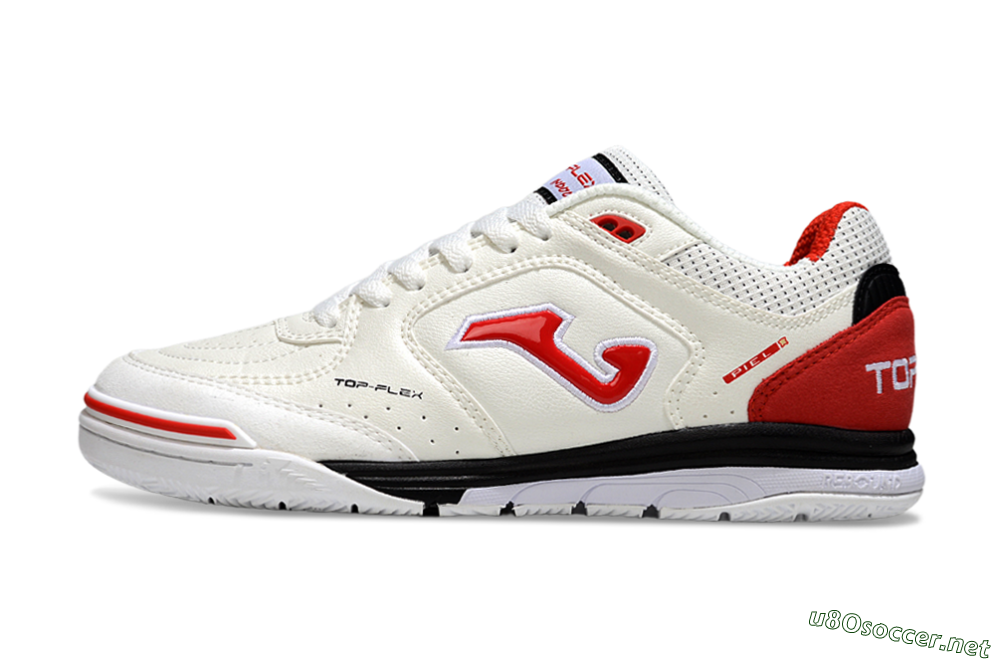 Men's Joma Top Flex IC Football Shoes - White/Vibrant Red/Black 0