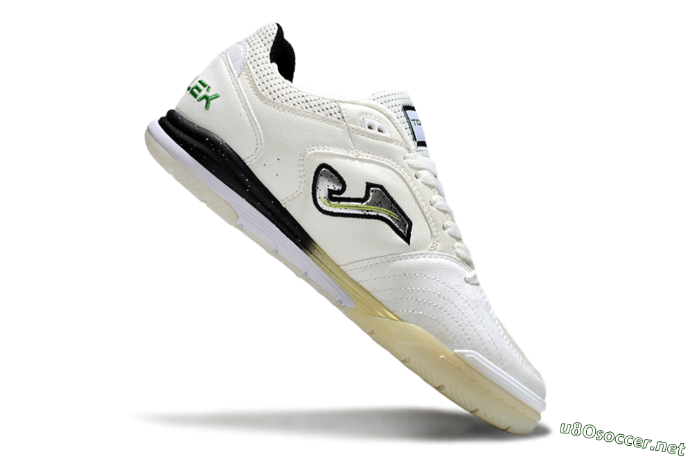 Men's Joma Top Flex IC Football Shoes - White/Black/Green 4