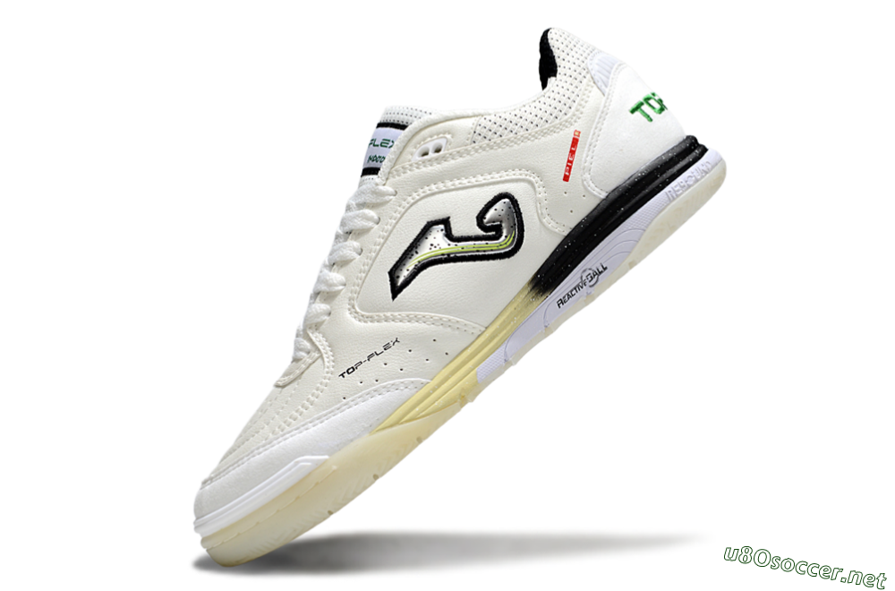 Men's Joma Top Flex IC Football Shoes - White/Black/Green 5