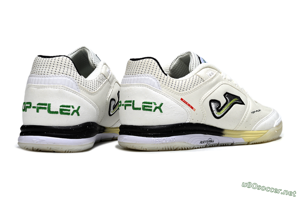 Men's Joma Top Flex IC Football Shoes - White/Black/Green 6