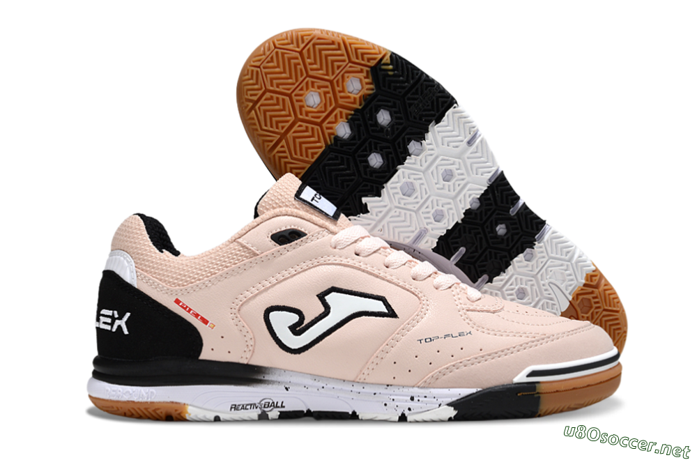 Men's Joma Top Flex IC Football Shoes - Pink/Peach Mist/Classic Black 2