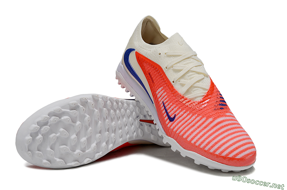 Unisex Nike Phantom 6 Low Elite TF Football Shoes - Red/Sunset Orange/Cool Blue 3