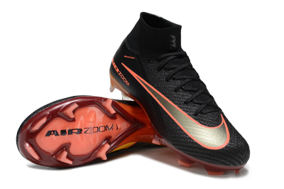 Unisex Nike Air Zoom Mercurial Superfly 10 Elite FG Football Boots - Black/Electric Orange/Crimson Red