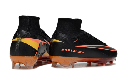Unisex Nike Air Zoom Mercurial Superfly 10 Elite FG Football Boots - Black/Electric Orange/Crimson Red