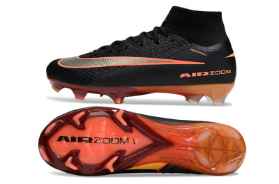 Unisex Nike Air Zoom Mercurial Superfly 10 Elite FG Football Boots - Black/Electric Orange/Crimson Red
