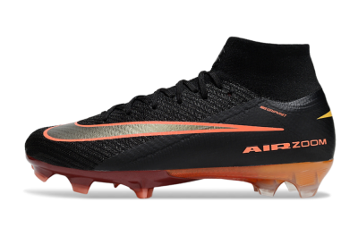 Unisex Nike Air Zoom Mercurial Superfly 10 Elite FG Football Boots - Black/Electric Orange/Crimson Red