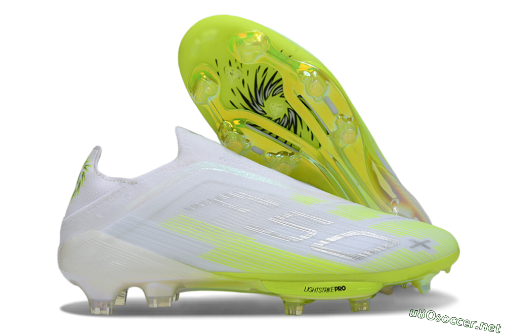 Men's Adidas F50 Lightstrike Pro Laceless FG Football Boots - Yellow/Neon Lime/White 2
