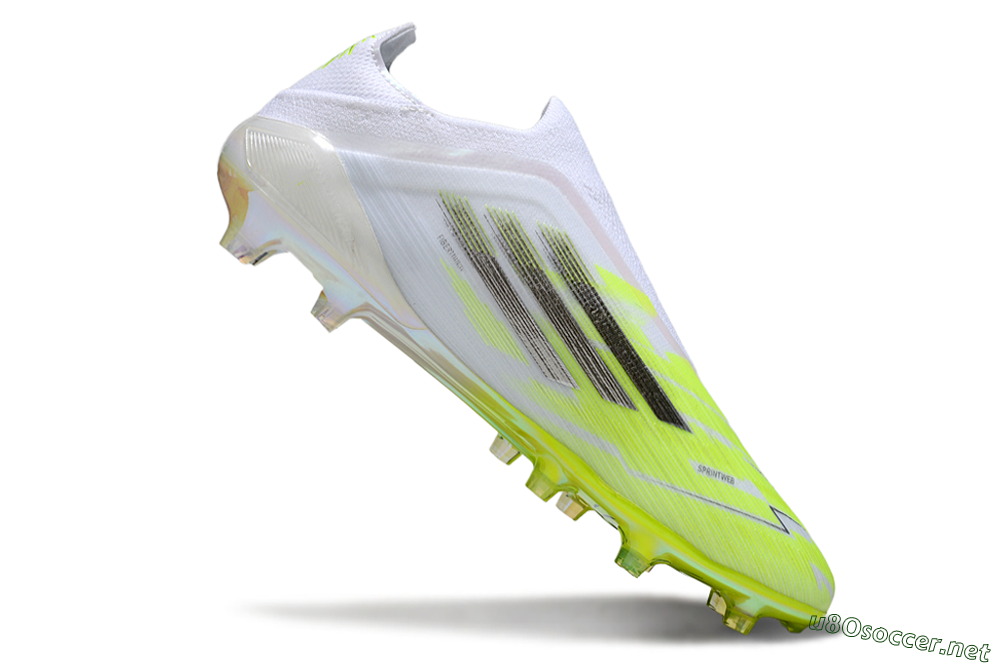 Men's Adidas F50 Pro Laceless FG Football Boots - Yellow/Lime Burst/Iridescent White 4