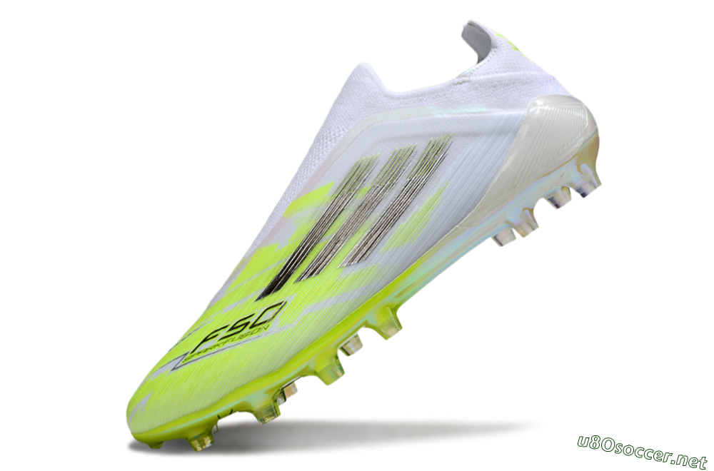 Men's Adidas F50 Pro Laceless FG Football Boots - Yellow/Lime Burst/Iridescent White 5