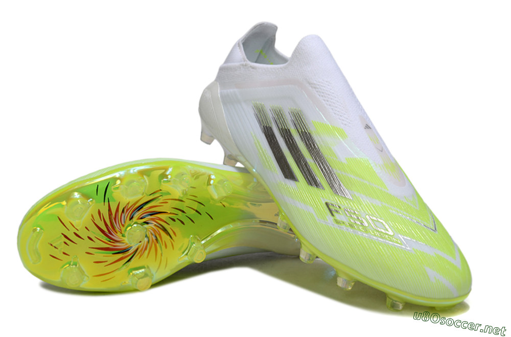 Men's Adidas F50 Pro Laceless FG Football Boots - Yellow/Lime Burst/Iridescent White 3
