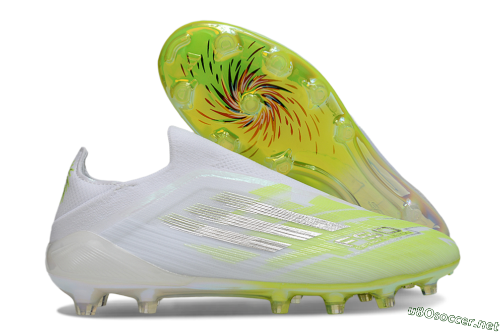 Men's Adidas F50 Pro Laceless FG Football Boots - Yellow/Lime Burst/Iridescent White 2