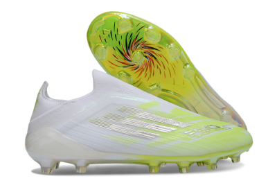 Men's Adidas F50 Pro Laceless FG Football Boots - Yellow/Lime Burst/Iridescent White