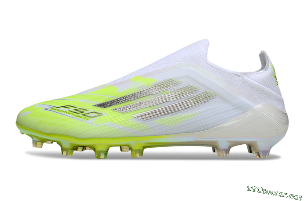 Men's Adidas F50 Pro Laceless FG Football Boots - Yellow/Lime Burst/Iridescent White 0
