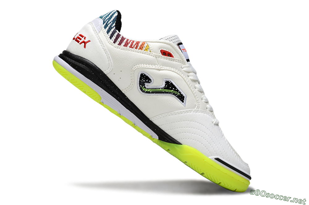 Men's Joma Top Flex IC Football Shoes - White/Lime Green/Rainbow Gradient 4