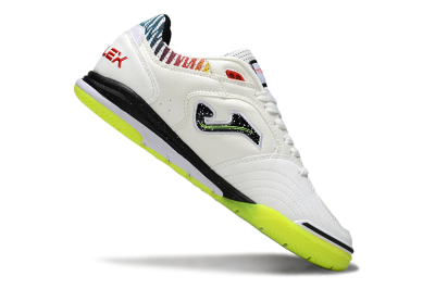 Men's Joma Top Flex IC Football Shoes - White/Lime Green/Rainbow Gradient