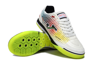 Men's Joma Top Flex IC Football Shoes - White/Lime Green/Rainbow Gradient
