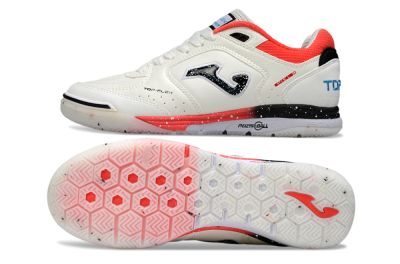 Men's Joma Top Flex IC Football Shoes - White/Vibrant Red/Black