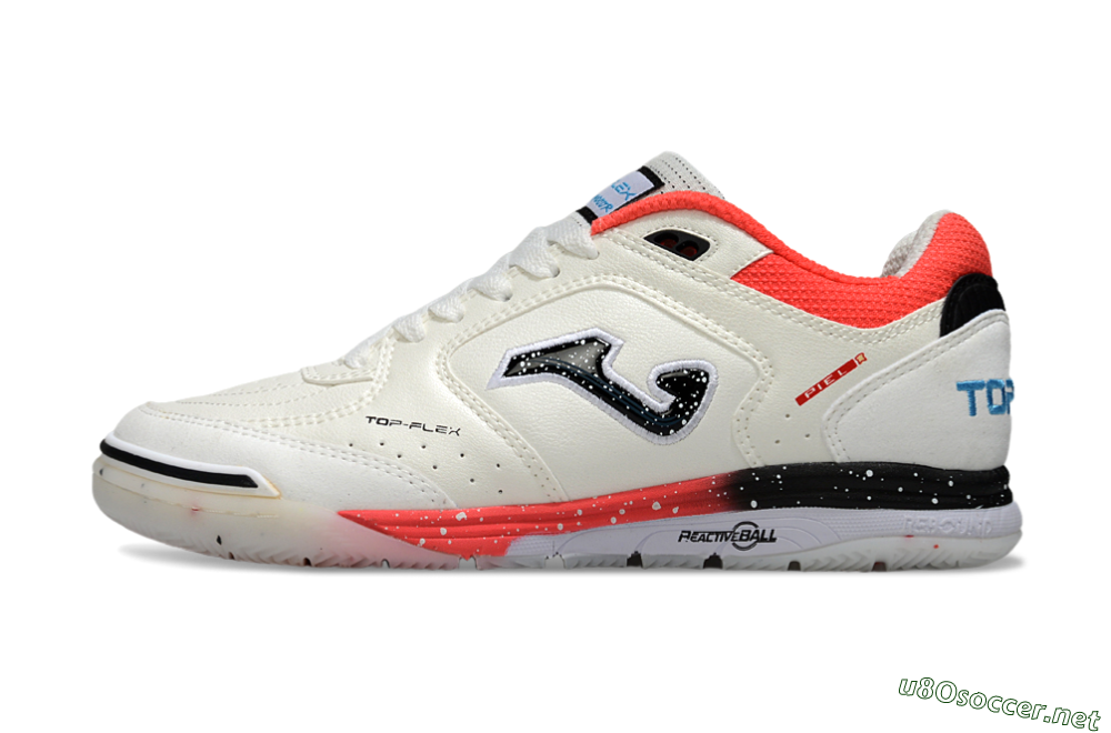 Men's Joma Top Flex IC Football Shoes - White/Vibrant Red/Black 0
