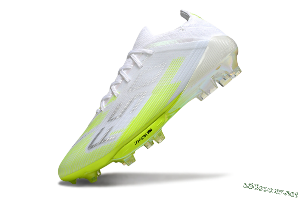 Men's Adidas F50 Lightstrike Pro FG Football Boots - White/Lime Burst/Pure White 5
