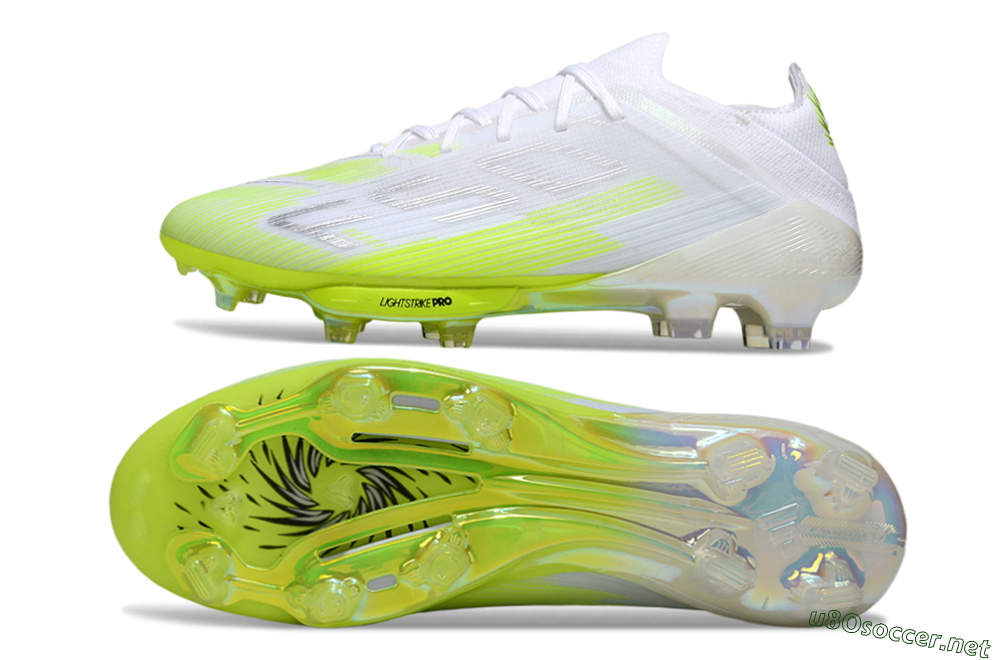 Men's Adidas F50 Lightstrike Pro FG Football Boots - White/Lime Burst/Pure White 1