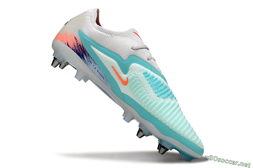 Unisex Nike Phantom 6 Low Elite SG Football Boots - White/Aqua Breeze/Pink Peach 4