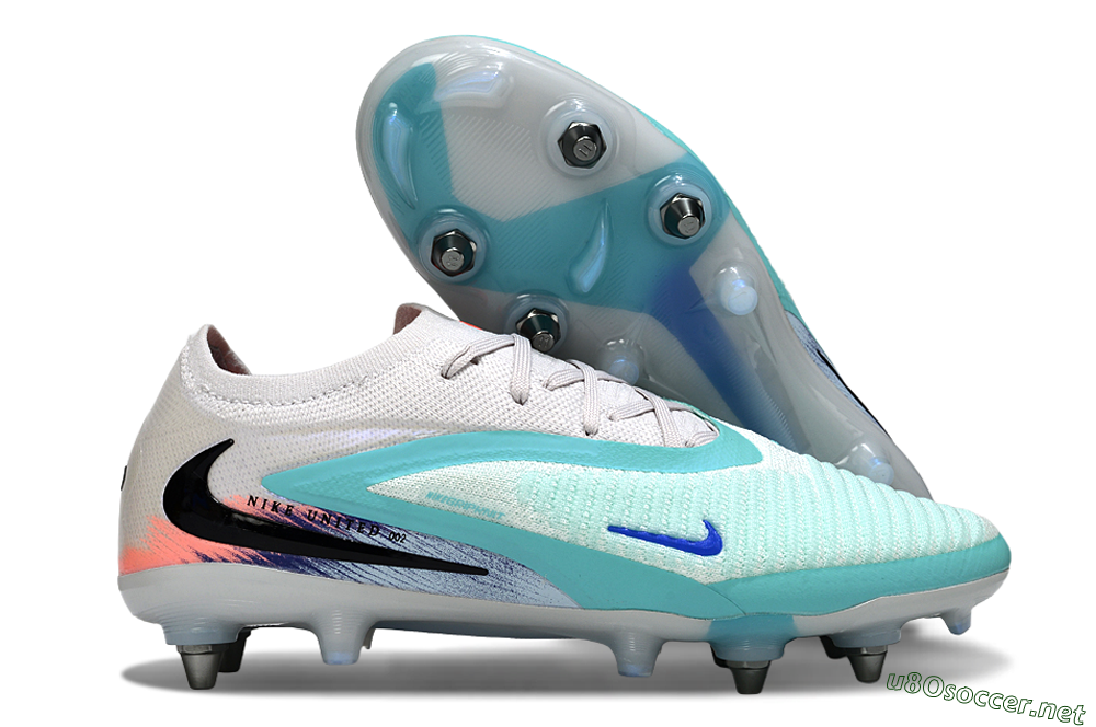 Unisex Nike Phantom 6 Low Elite SG Football Boots - White/Aqua Breeze/Pink Peach 2